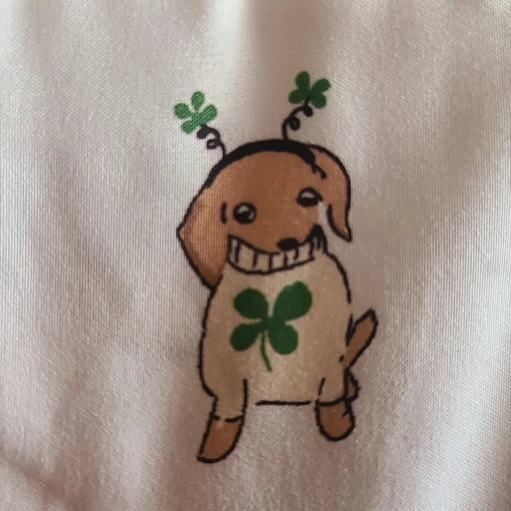 St Patricks Day Dachshund DOG Weiner Doxie Lucky Clover Queen Bed Sheet Set New